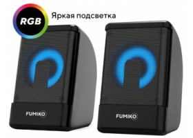 Колонки FUMIKO FOCUS, с подсветкой, 2х3W, питание по USB, черные
