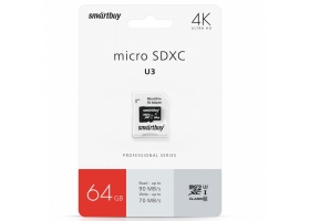 MicroSD 64GB Smartbuy SDXC Class 10 PRO U3 SDXC (+ адаптерSD)