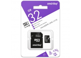 MicroSD 32GB Smartbuy Class10 U1 SDHC для видеонаблюдения