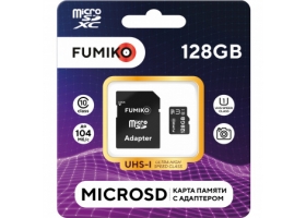 MicroSD 128Gb MicroSDXC class 10 UHS-I (с адаптером SD) FUMIKO