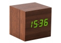 Часы-будильник Wooden Clock Кубик коричневый
