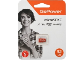 MicroSD 32GB GoPower Class10 UHS-I (U3) V10 SDXC (без адаптера)