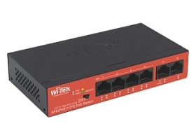 Wi-Tek 6 портов, 100 Мбит/с, 4xPoE, бюджет PoE 40 Вт (WI-PS205H