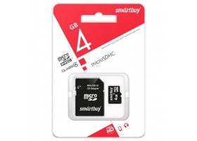 MicroSD 4GB Smartbuy Class4 SDHC (SB4GBSDCL4-00)+адаптер