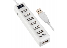 USB 2.0 HUB 7 портов Perfeo PF-H034, белый, 50см