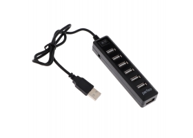 USB 2.0 HUB 7 портов Perfeo PF-H034, черный, 50 см