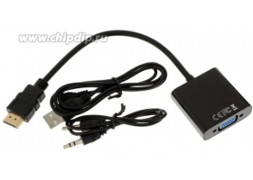 Кабель-переходник HDMI(M)-->VGA(f), GoPower 00-00027496