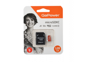 MicroSD 128GB GoPower Class10 (U3) V30 SDXC (+ адаптер)