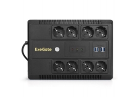 ExeGate NEO NNB-600.LED.AVR.8SH.CH 600VA/360W 8евро,4USB зарядки